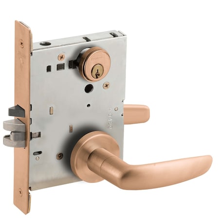 Grade 1 Entrance Office Mortise Lock, Conventional Cylinder, S123 Keyway, 07 Lever, A Rose, Satin Br